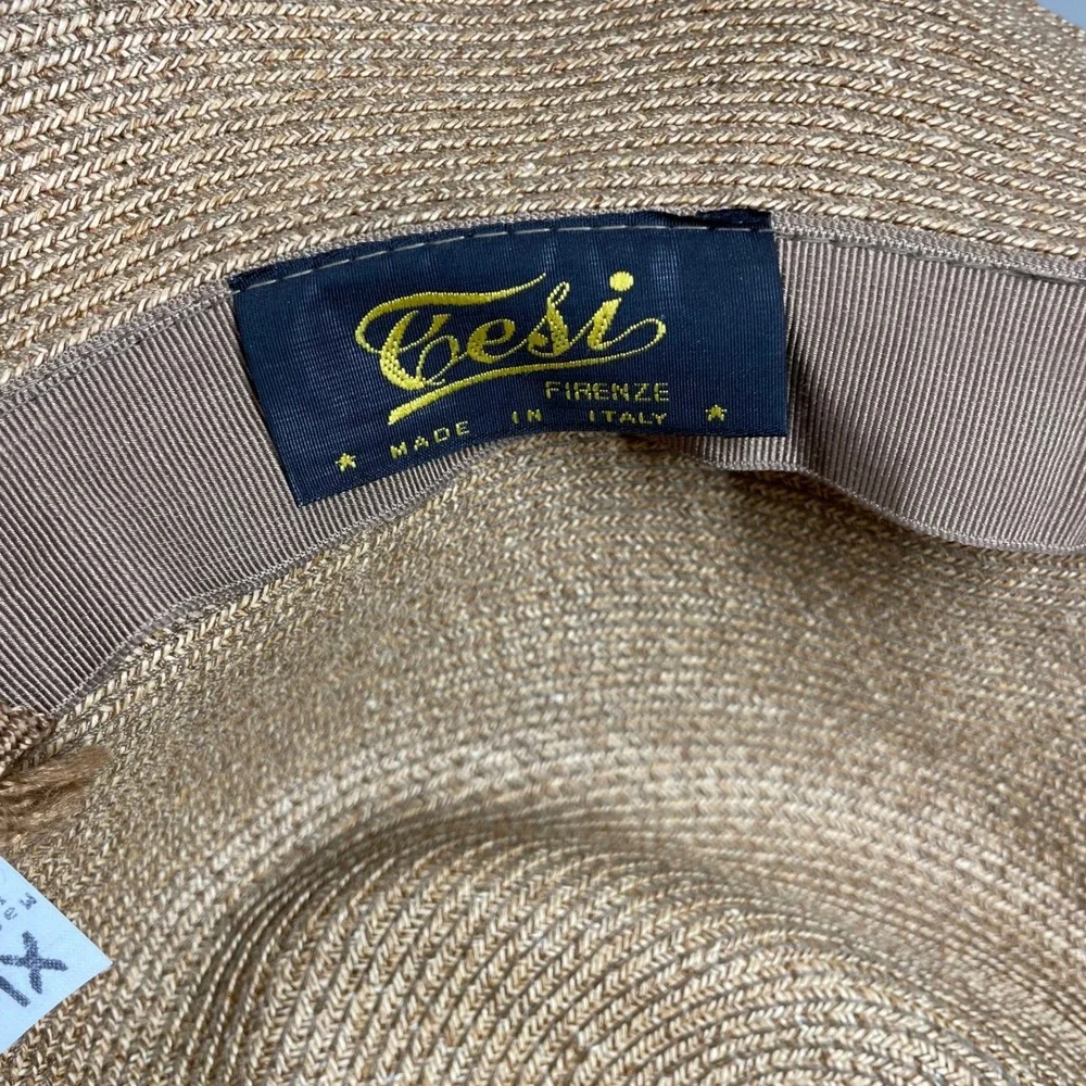 Tesi Firenze Straw Fedora‎ Hat Mens XL Tan Made in Italy JJ Hat Center New York